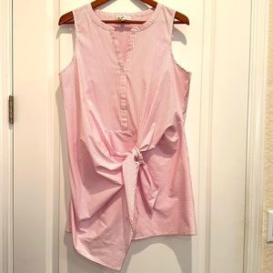 Neiman Marcus pink and white stripe knitted top L